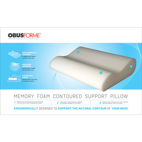 ObusForme Memory Foam Contoured Pillow for Neck and Back Support