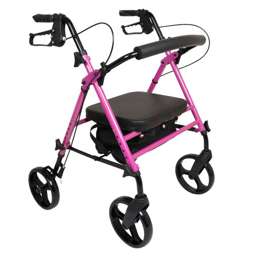 ProBasics Pink Aluminum Rollator - Height Adjustable, Lightweight, 300 lb Capacity