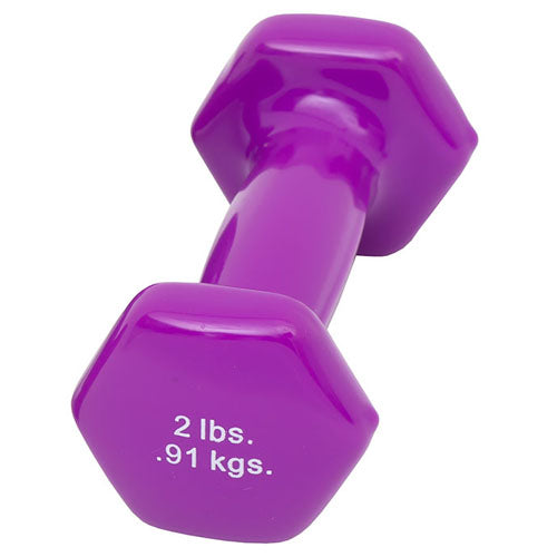 2 lb Vinyl Dumbbell Weight - Color Coded Ergonomic Handle - Single
