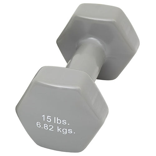 CanDo 15 lb Silver Vinyl Coated Dumbbell - Exercise, Physical Therapy & Weight Training