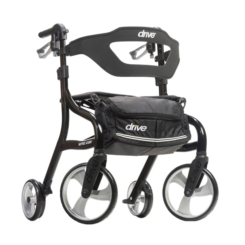 Nitro Sprint Tall Black Rollator with Enhanced Brakes, Wide Backrest & 350 lb Capacity