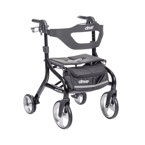 Nitro Sprint Tall Black Rollator with Enhanced Brakes, Wide Backrest & 350 lb Capacity