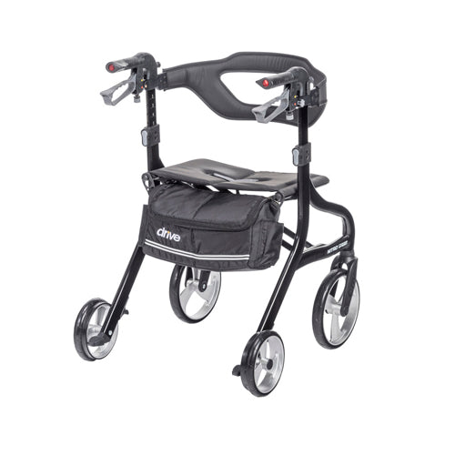 Nitro Sprint Tall Black Rollator with Enhanced Brakes, Wide Backrest & 350 lb Capacity