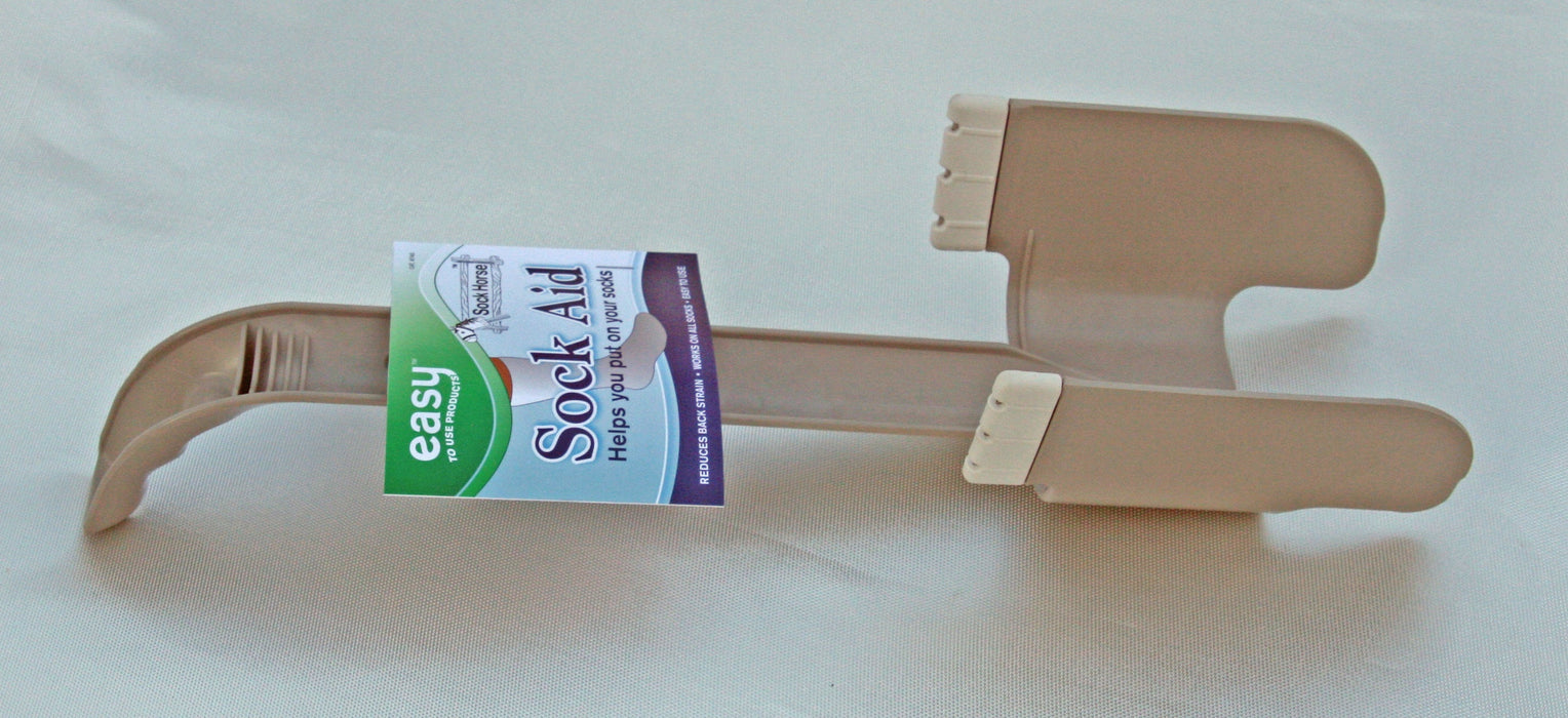 Sock Aid Device with Long Handle and Shoehorn - Easy Dressing Aid for Weak Hands