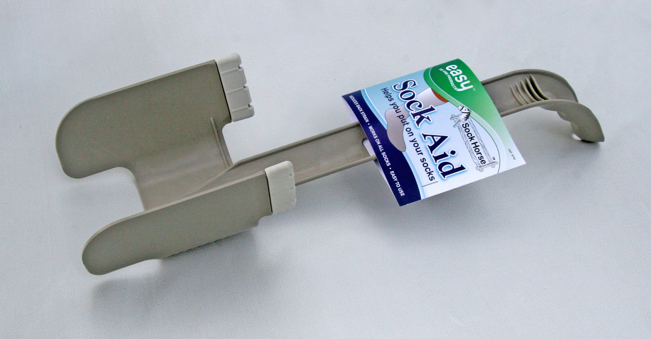 Sock Aid Device with Long Handle and Shoehorn - Easy Dressing Aid for Weak Hands