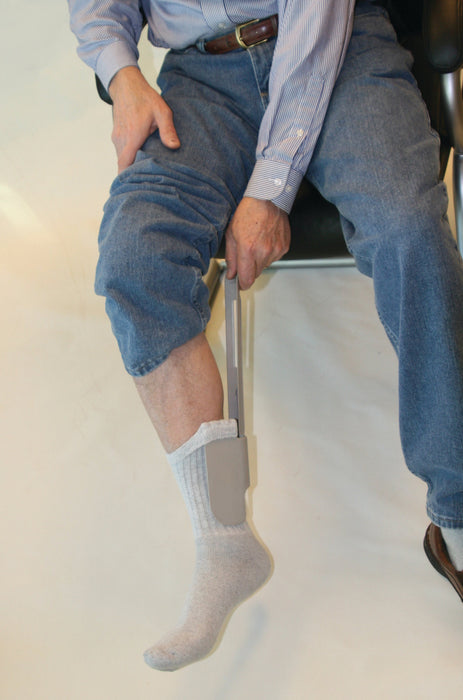 Sock Aid Device with Long Handle and Shoehorn - Easy Dressing Aid for Weak Hands