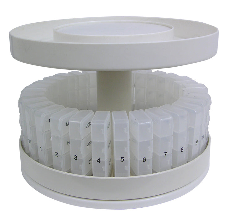 31-Day Revolving Pill Organizer - Monthly Medicine Center with Daily Compartments