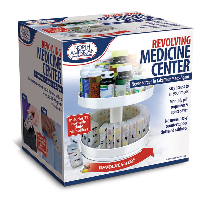 31-Day Revolving Pill Organizer - Monthly Medicine Center with Daily Compartments