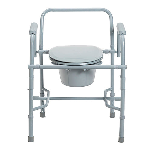 Drop Arm Commode, Deluxe Steel, Adjustable Height, 300 lb Capacity
