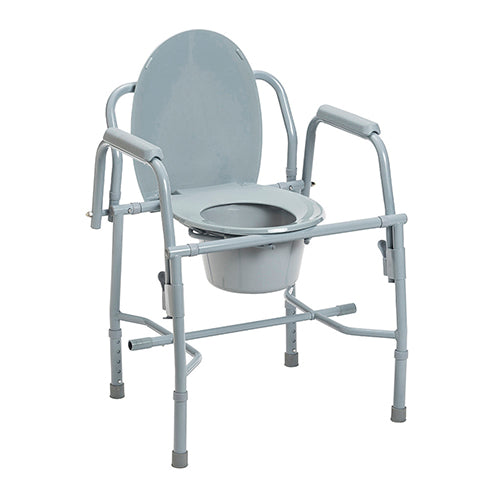 Drop Arm Commode, Deluxe Steel, Adjustable Height, 300 lb Capacity
