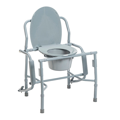 Drop Arm Commode, Deluxe Steel, Adjustable Height, 300 lb Capacity