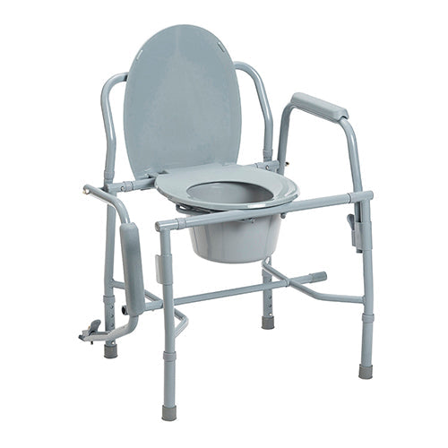 Drop Arm Commode, Deluxe Steel, Adjustable Height, 300 lb Capacity