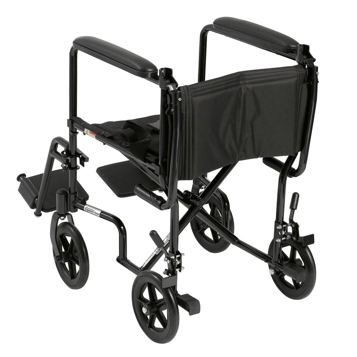 Lightweight Transport Wheelchair, 19-Inch Wide Seat, Black