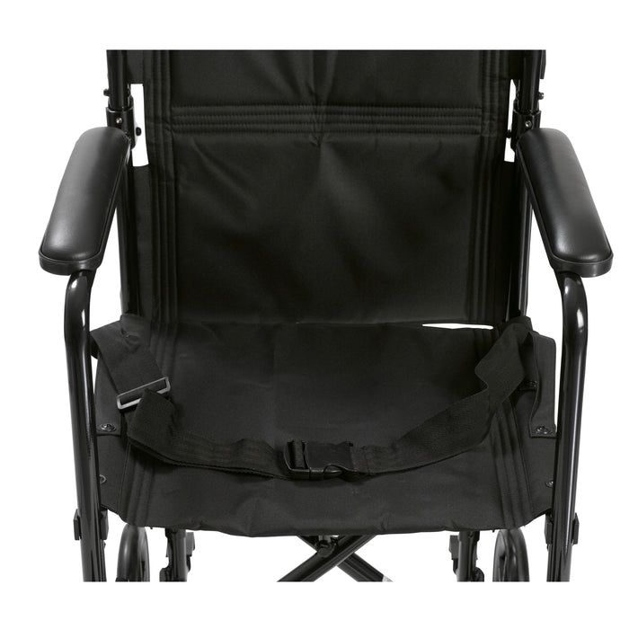 Lightweight Transport Wheelchair, 19-Inch Wide Seat, Black