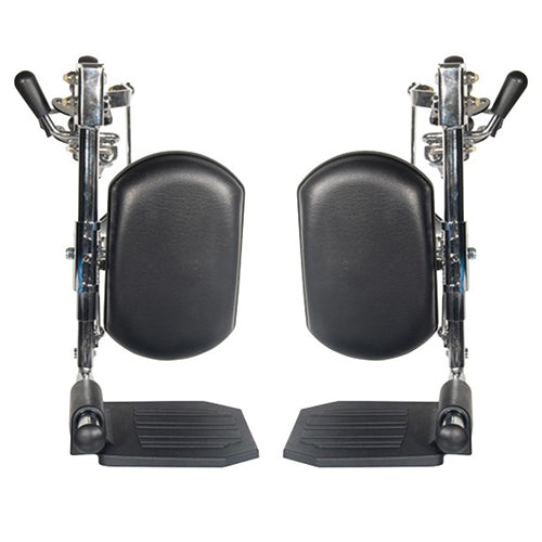 Articulating Elevating Leg Rests Pair - Aluminum Footplate, Chrome Extensions - for Lightweight Wheelchairs