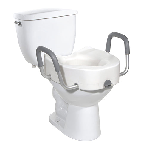 Raised Toilet Seat with Aluminum Arms - 5 Inch Elongated Locking Riser