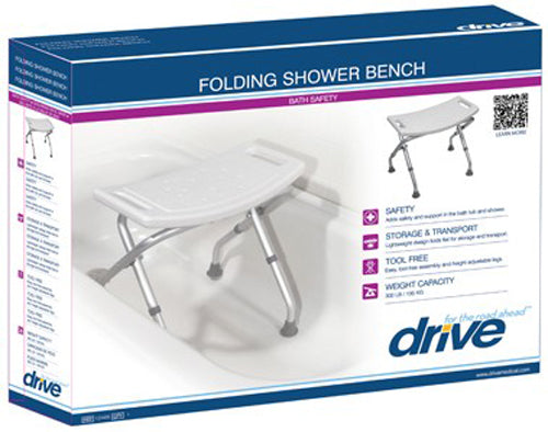 Folding Shower Chair - 300 lbs Capacity, Adjustable Height, Aluminum Frame