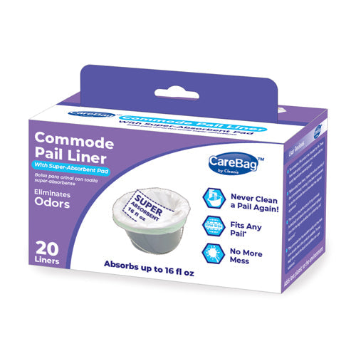 Carebag Commode Liner with Absorbent Pad, 20-1/2 x 15-3/4 inch, 16 oz, Box of 20