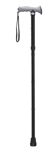 Folding Cane with Gel Grip, Adjustable 33-37 Inch, Black Aluminum, 300 lb Capacity