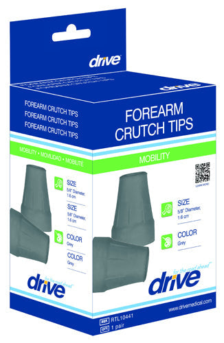 Crutch Tips - 3/4 Inch Standard Grey Pair - Premium Rubber Replacement Tips