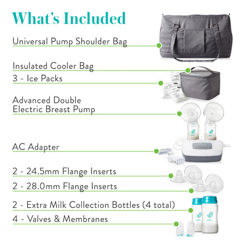 Evenflo Deluxe Advanced Double Electric Breast Pump - 32 Settings, Closed System with Bags & Bottles