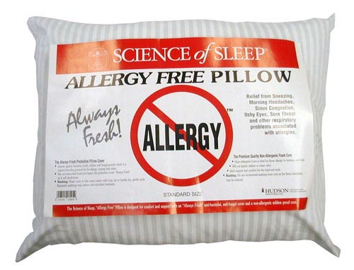 Allergy-Free Standard Pillow 15.5 x 23 for Back & Neck Support - Antimicrobial Cover