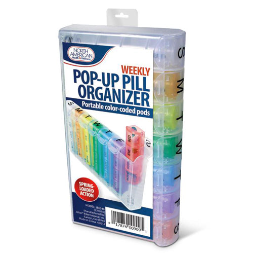 Pop-Up Weekly Pill Organizer - 7 Day Pill Dispenser with Secure-Lock