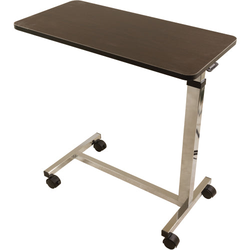 Adjustable Overbed Table with Chrome Finish - 30" x 15" - Hospital Bedside Table