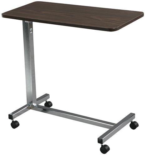 Adjustable Height Overbed Table - 30 x 15 Inch Top, Walnut Finish