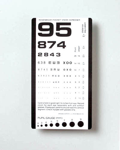 Pocket Eye Chart - 20/800 Vision Screener - Durable Plastic, 6.5 x 3.5 Inches