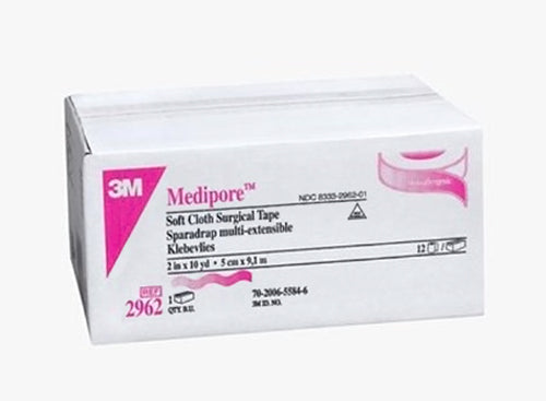 3M Medipore Soft Cloth Surgical Tape 2 in x 10 Yard - Hypoallergenic & Breathable (12 Rolls)