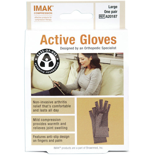 IMAK Active Arthritic Gloves - Large Compression Gloves for Hand Pain Relief (Pair)