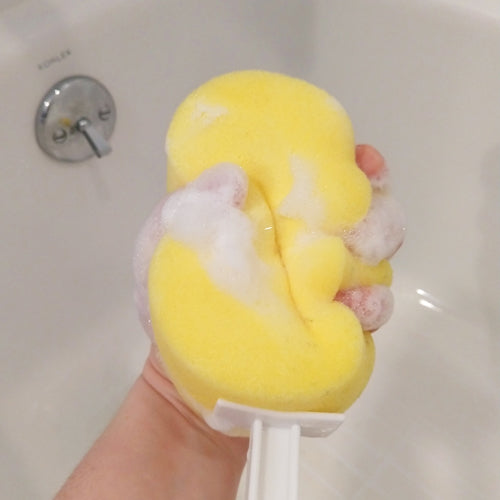 Round Back Sponge Long Handle Sponge for Bathing - Round Foam Applicator for Sensitive S ...