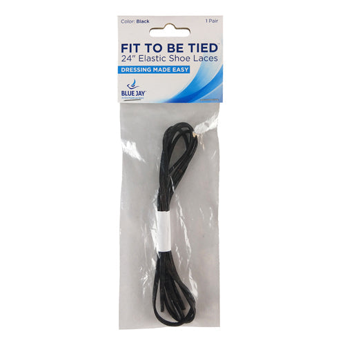 Fit To Be Tied Black Elastic Shoe Laces, 24 Pair - Easy Slip-On