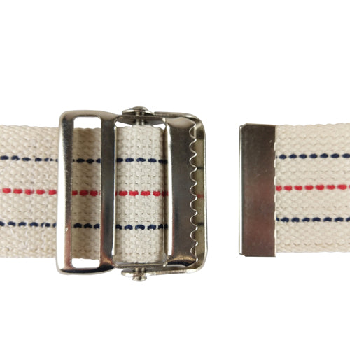 Blue Jay Gait Belt 2" x 60" Striped - Heavy Duty Cotton with Metal Buckle