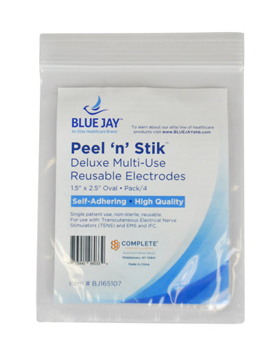 Blue Jay Reusable TENS Electrodes - 1.5 x 2.5 Oval - Pack of 4 - Premium Electrode Pads