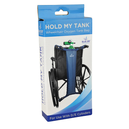Blue Jay Wheelchair Oxygen Tank Bag - D & E Cylinder Holder - Waterproof Navy Nylon