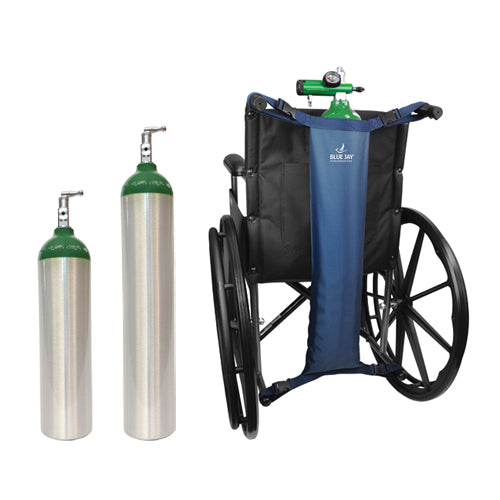 Blue Jay Wheelchair Oxygen Tank Bag - D & E Cylinder Holder - Waterproof Navy Nylon