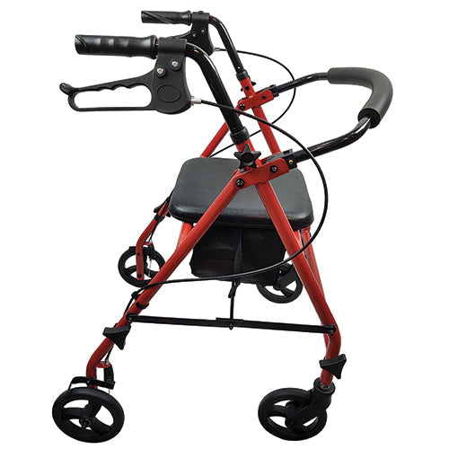 ROLL WITH ME Red Steel Rollator with 6-inch Wheels, Folding, 350 lbs Capacity, Case/2