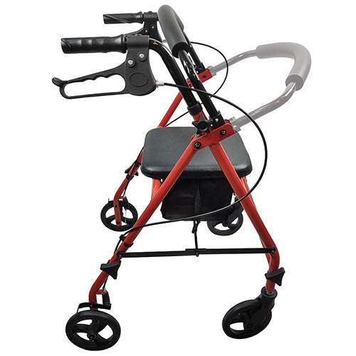 ROLL WITH ME Red Steel Rollator with 6-inch Wheels, Folding, 350 lbs Capacity, Case/2