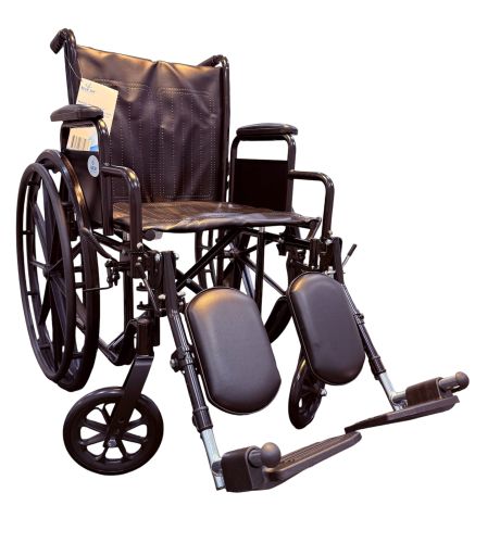 K2 18" Wheelchair with Elevating Leg Rests, Adjustable Seat Height, and Durable Steel Frame
