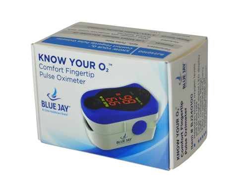 Blue Jay Finger Pulse Oximeter - Digital LED, SpO2 & Pulse Rate Monitor for Adults & Children