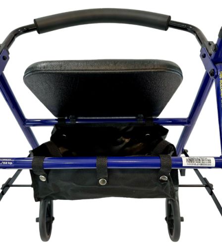 ROLL WITH ME Blue Steel Rollator with 6-inch Wheels, Padded Seat & Storage Pouch - Case of 2