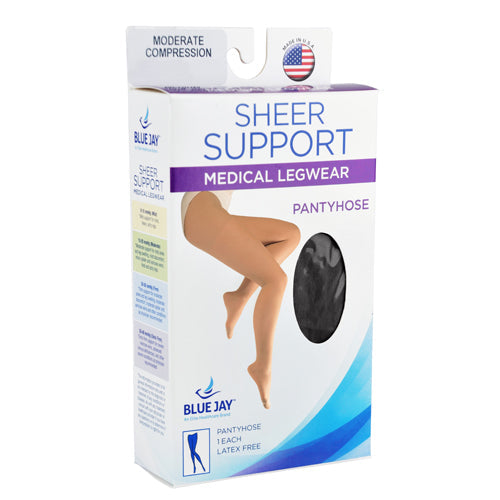 Ladies' Sheer Firm Support Pantyhose 20-30 mmHg - Black Queen Plus Size, Closed Toe Compression