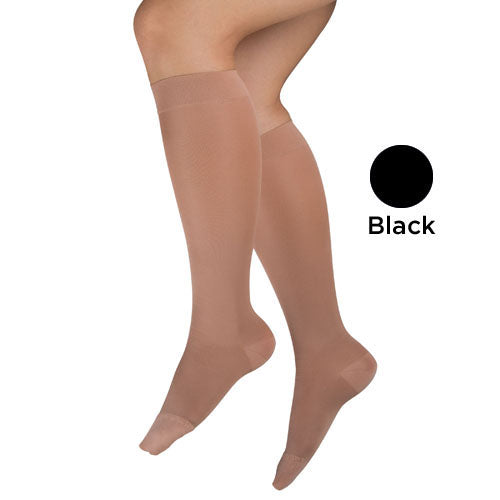 Microfiber Compression Knee High Stockings 15-20 mmHg - XL Black