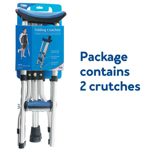Carex Folding Crutches - Lightweight Aluminum, Adjustable Height, Universal Size Pair