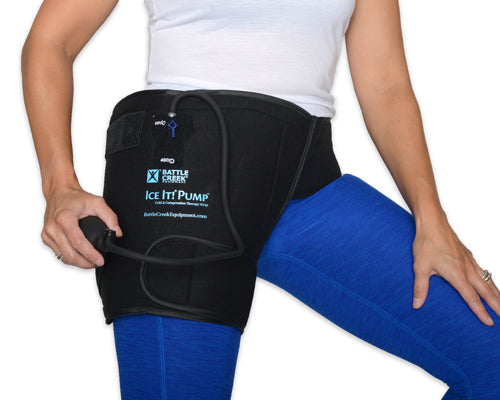 Ice It! Hip Cold + Compression Wrap with Adjustable Pump for Pain Relief