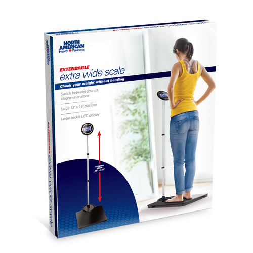 Extendable Digital Bathroom Scale with Wide Platform & Adjustable Display - 550 lb Capacity
