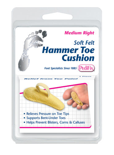 Pedifix Hammer Toe Cushion, Med-Right - Felt Pad for Corns, Calluses & Forefoot Pain Relief