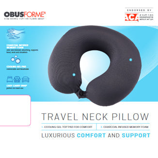 Charcoal Infused Memory Foam Travel Neck Pillow - Odor & Moisture Absorbent